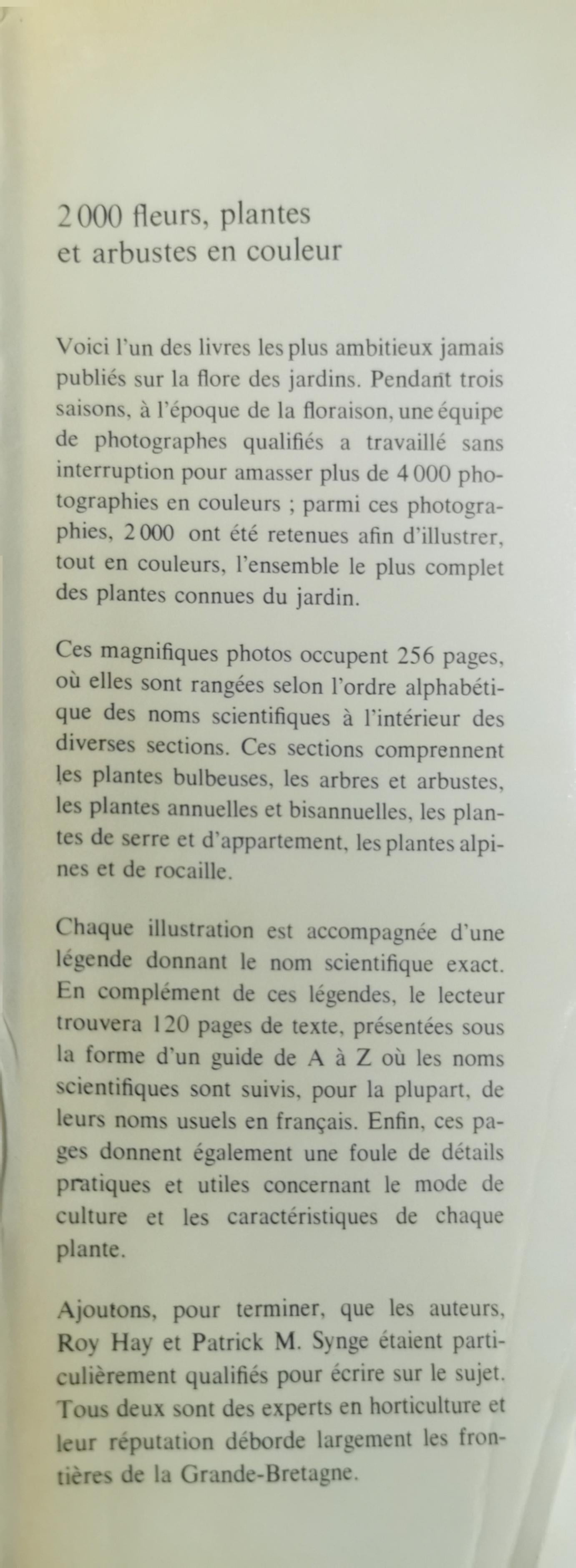 2000 FLEURS PLANTES ET ARBUSTES EN COULEUR Relié – 1 janvier 1971 Édition en Anglais  de HAY ROY / M.SINGE PATRICK (Auteur)