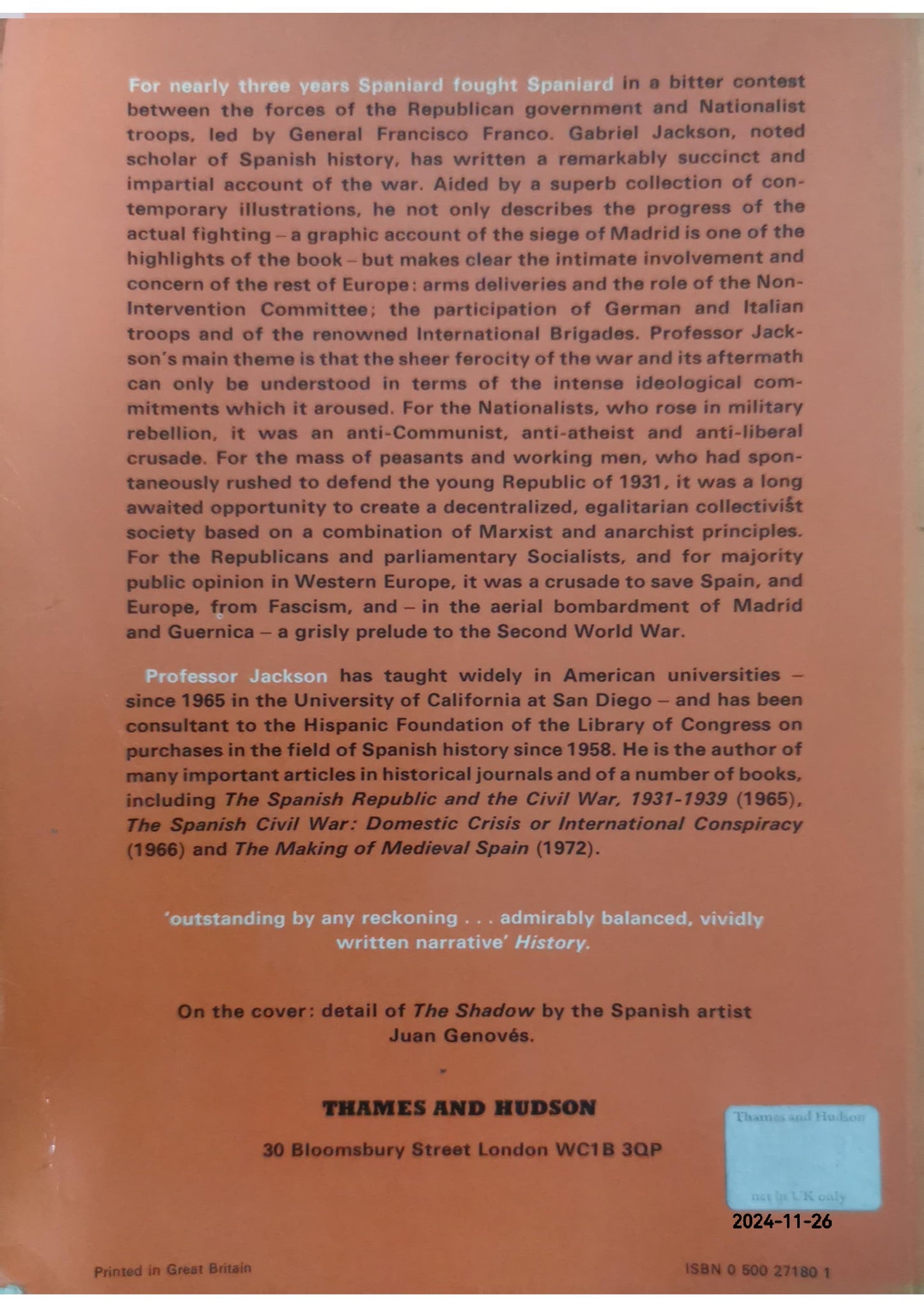 Spanish Republic and the Civil War, 1931-1939 Paperback –  by Gabriel Jackson