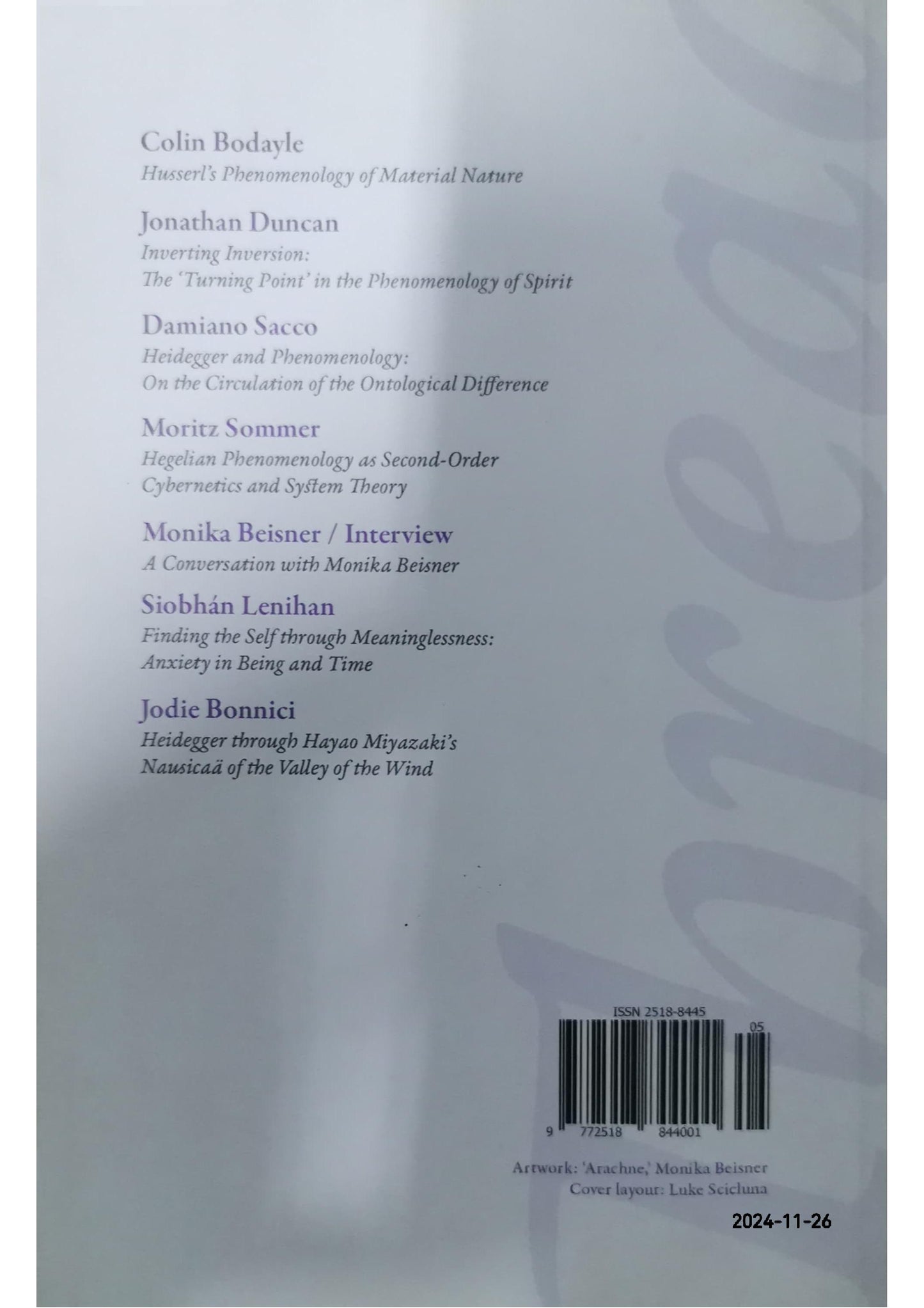 Threads a journal of philosophy vol 5 phenomenology