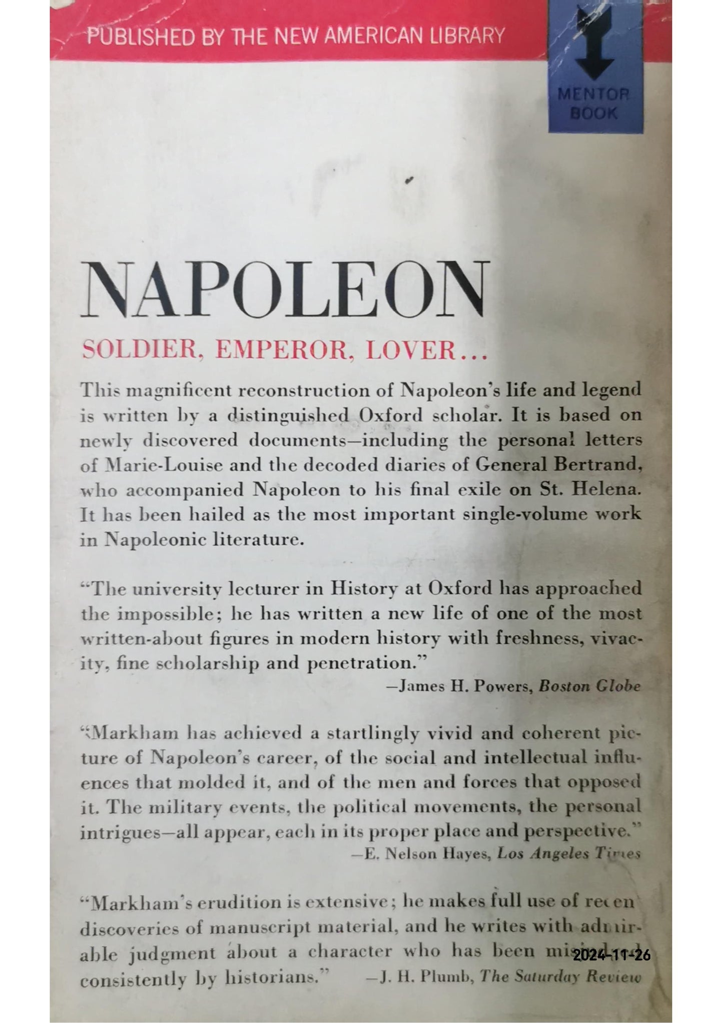 Napoleon Book by Felix Markham