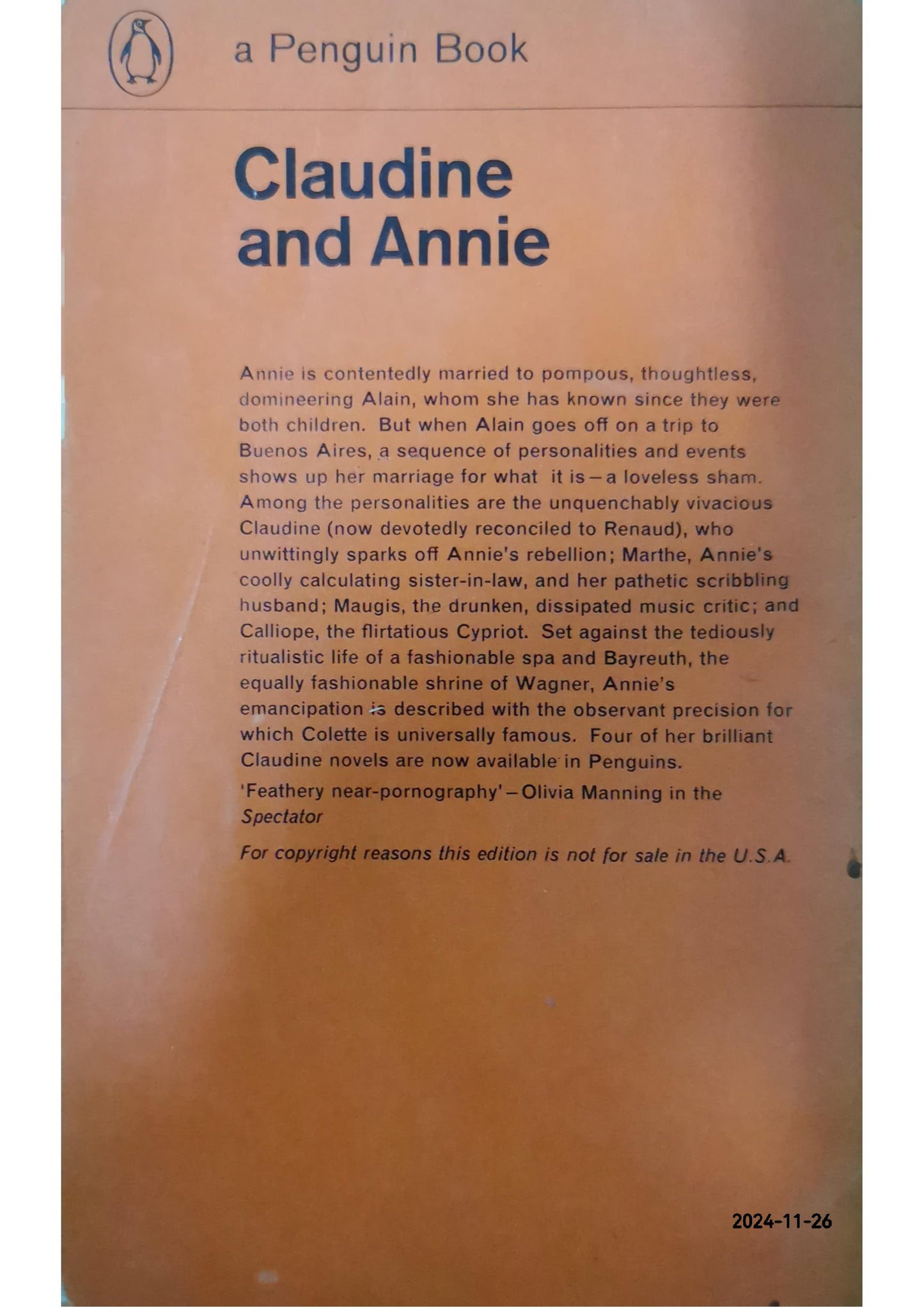 Claudine and Annie Book by Colette