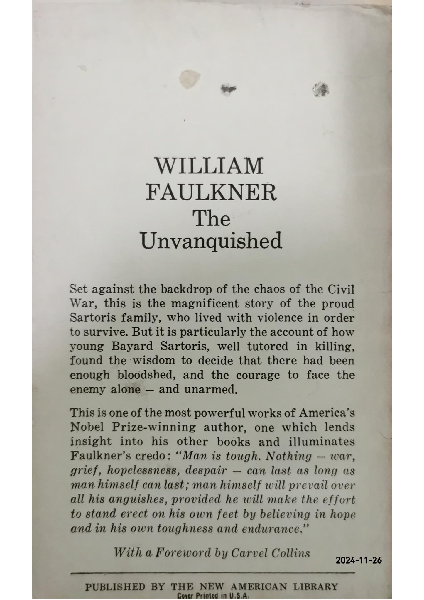 The unvanquished Paperback –  by William Faulkner