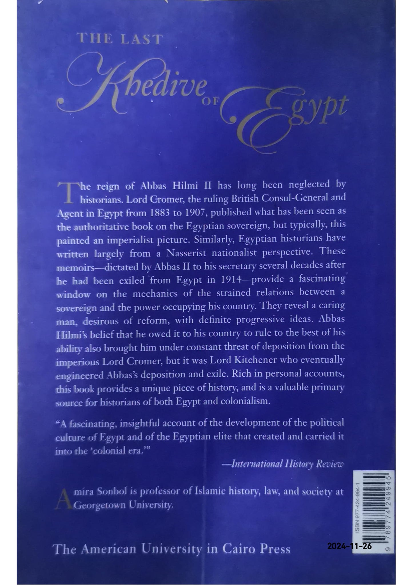 Last Khedive of Egypt: Memoirs of Abbas Halmi II Hardcover –  by Abbas Hilmi II