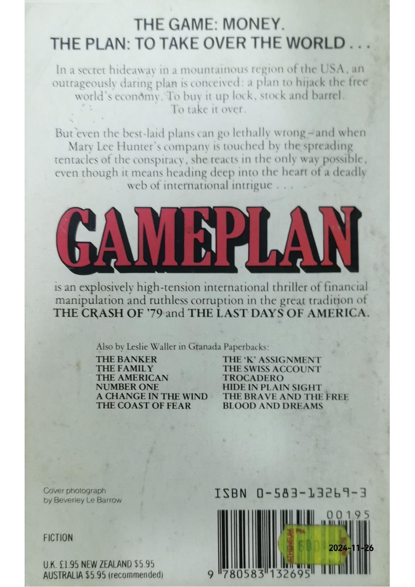 Gameplan Book by Leslie Waller