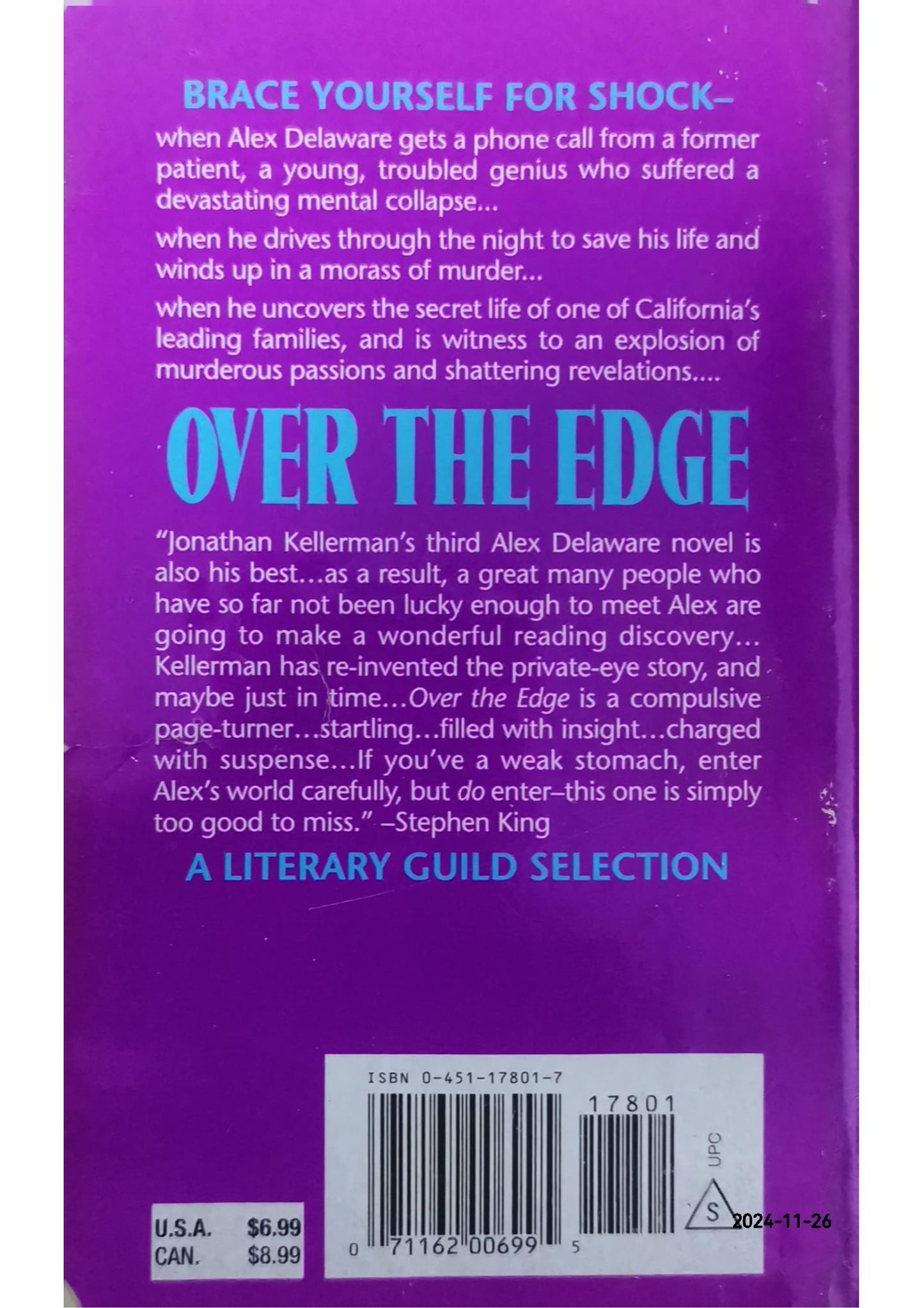 Over the Edge Book by Jonathan Kellerman