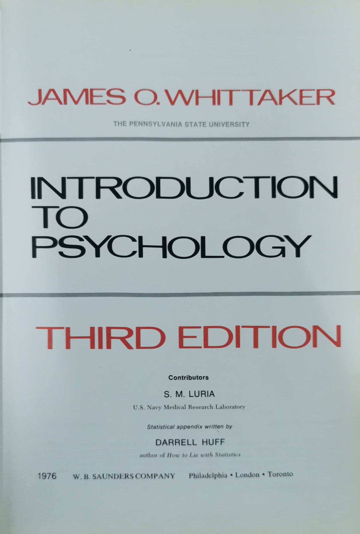 Introduction to Psychology Hardcover – by James O. Whittake