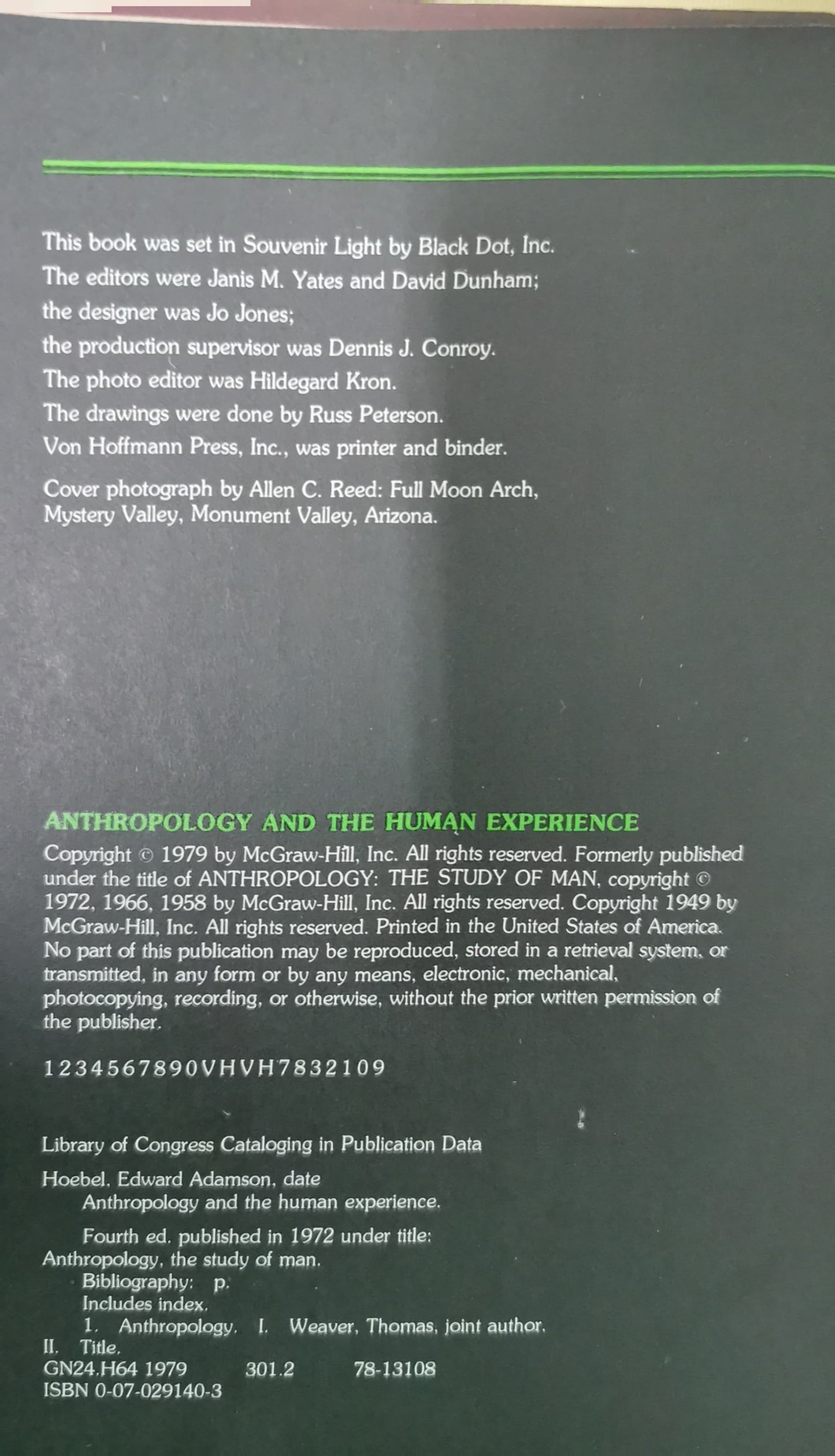 Anthropology and the Human Experience Textbook by E. Adamson Hoebel and Thomas Weaver