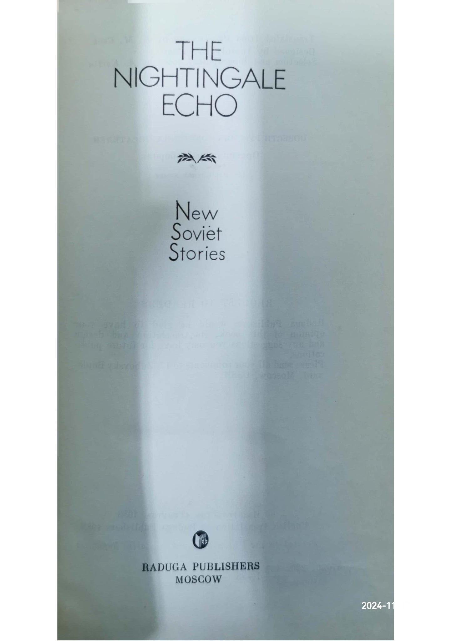 Nightingale Echo: New Soviet Stories Hardcover