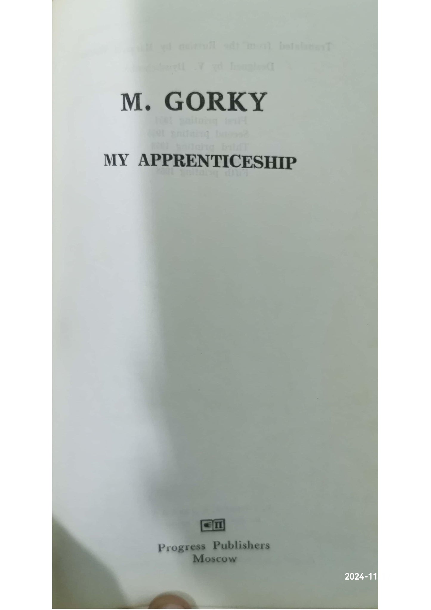 My Apprenticeship; My Universities Book by Maxim Gorky