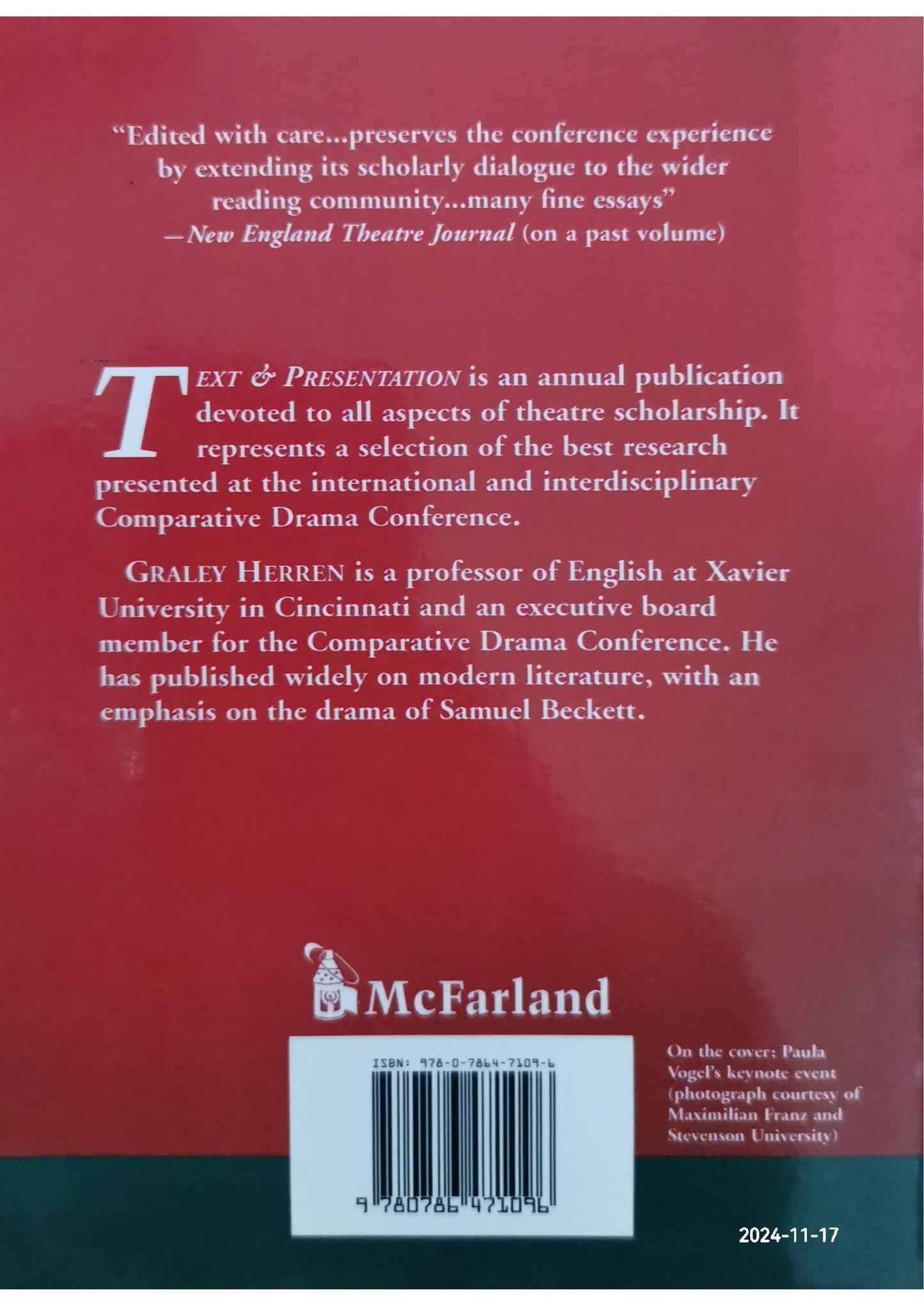 Text & Presentation, 2012 (The Comparative Drama Conference Series, 9) Paperback