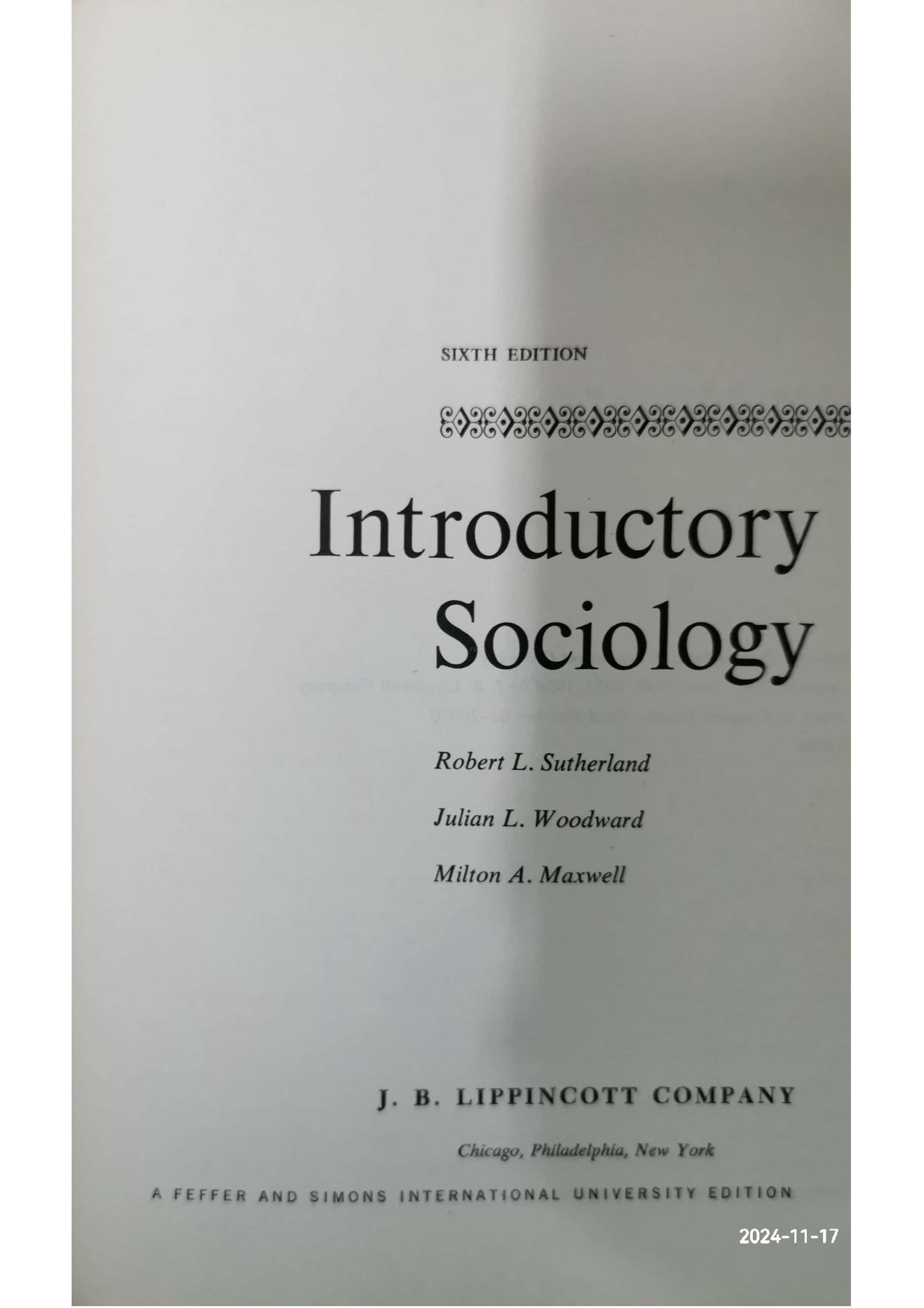 introductory sociology robert l sutherland 6th edition