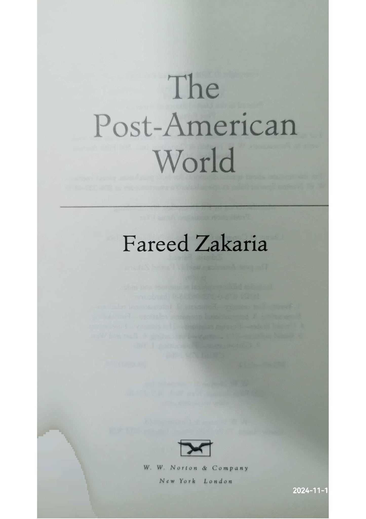 The Post-American World Book by Fareed Zakaria Hardcover