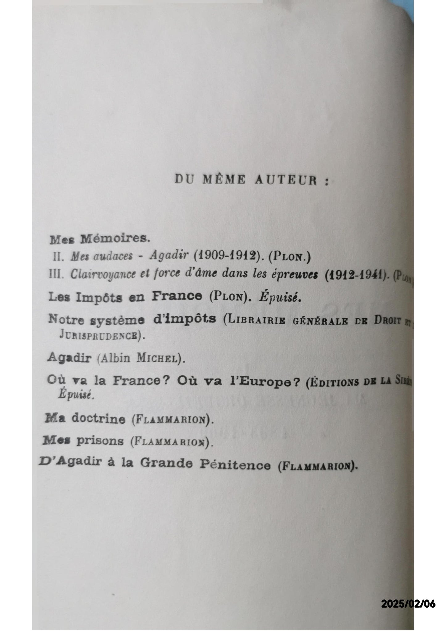 Mes mémoires - TOME 1 - Ma jeunesse orgueilleuse 1865-1909 Caillaux Joseph Published by Plon, 1942 Used