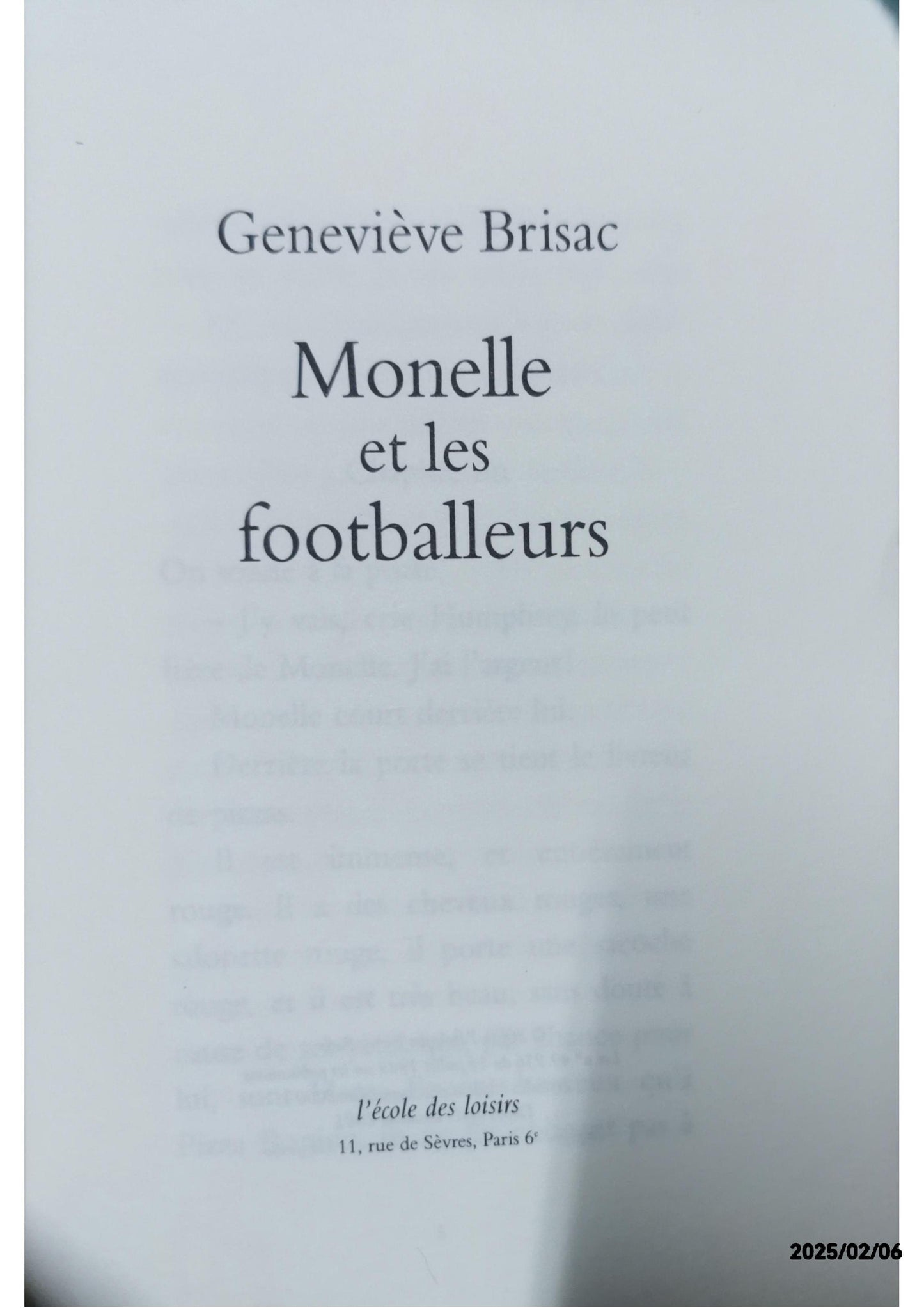 Monelle Et Les Footballeurs Broché – 12 octobre 2000 de Geneviève Brisac (Auteur)