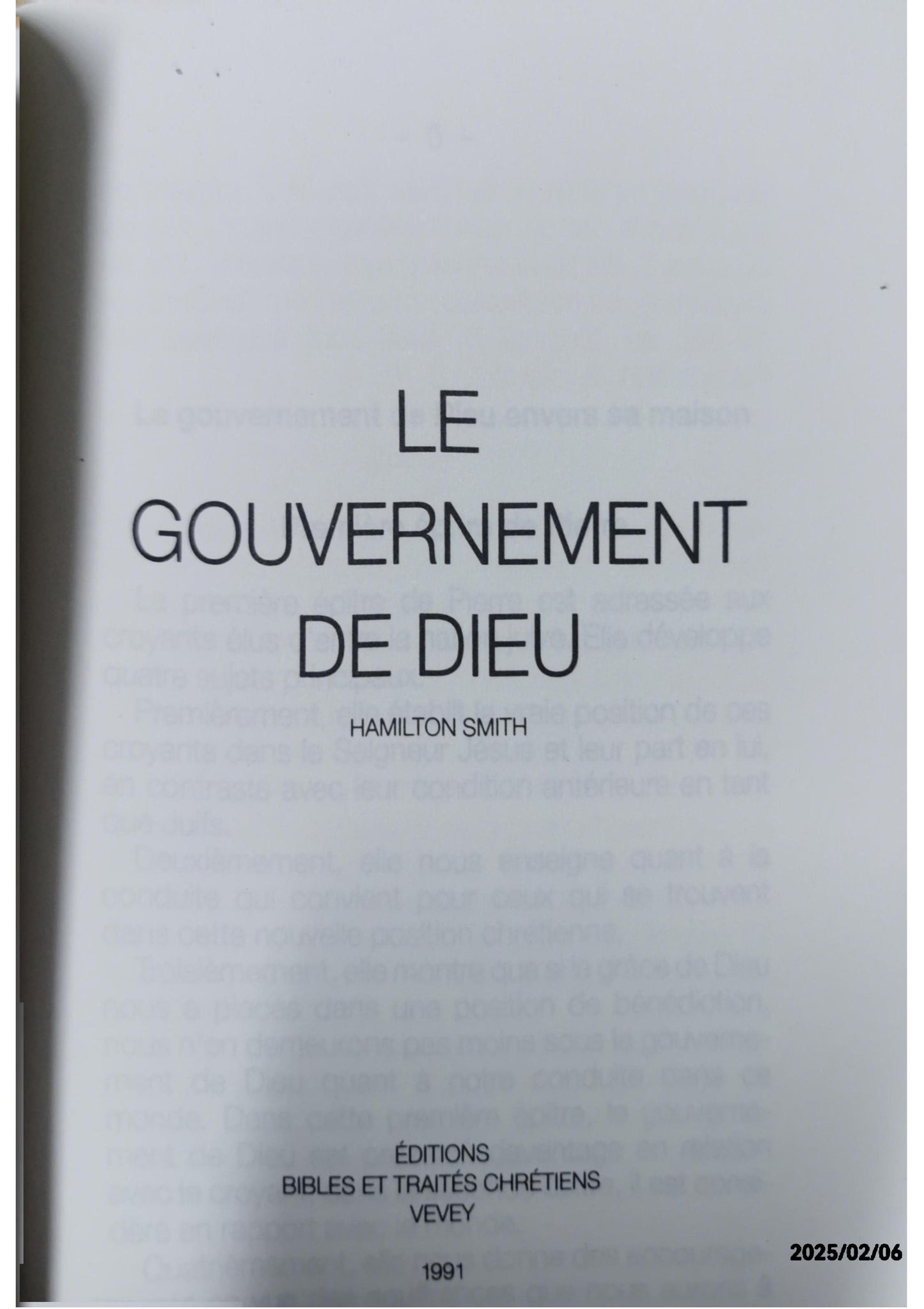 LE GOUVERNEMENT DE DIEU, LES ÉPÎTRES DE PIERRE Auteur(s): Smith, H.