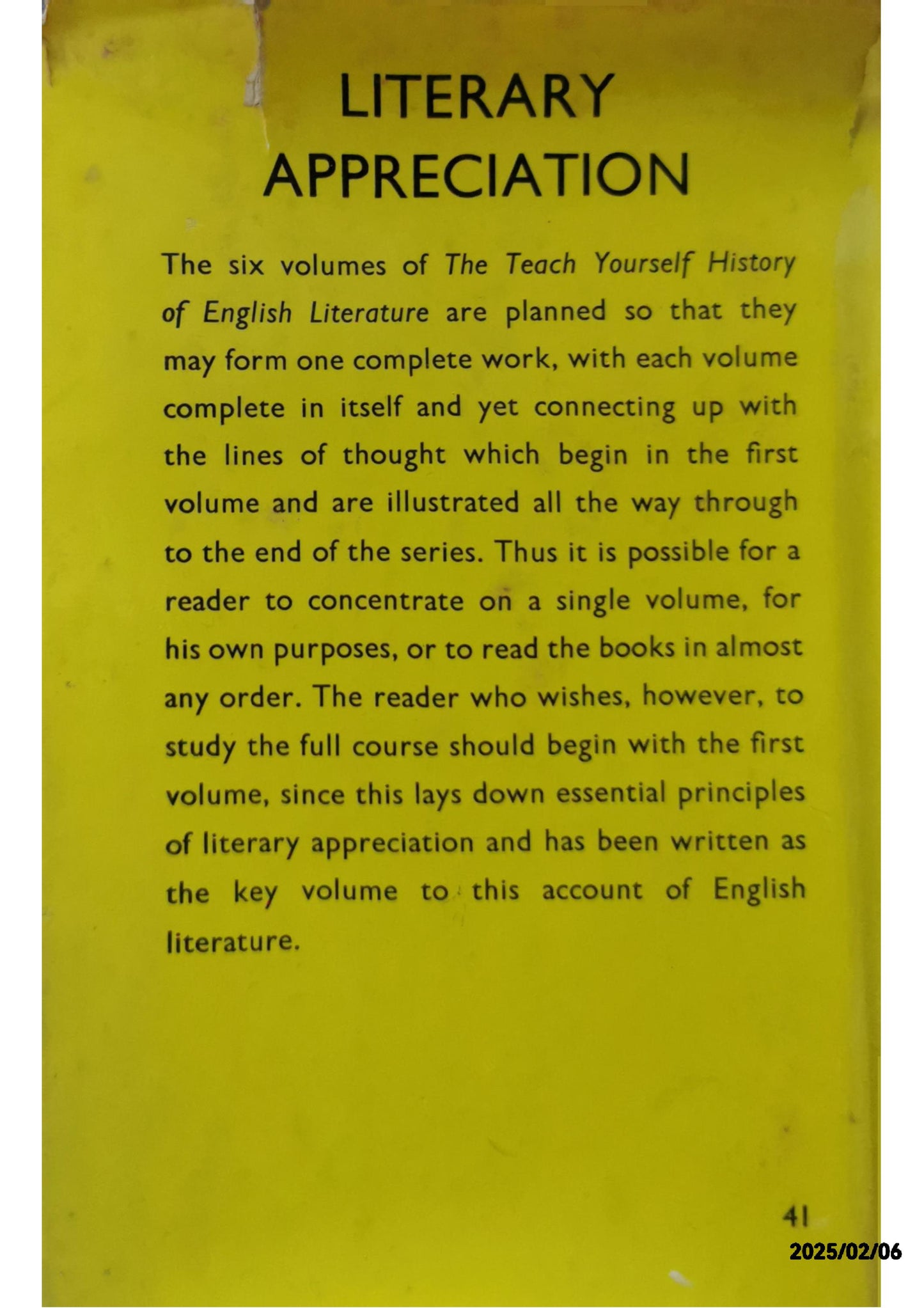 Literary Appreciation (v. 1) (Teach Yourself) Hardcover – 1 Dec. 1950 by Arthur Compton-Rickett (Author), Peter Westland (Editor)