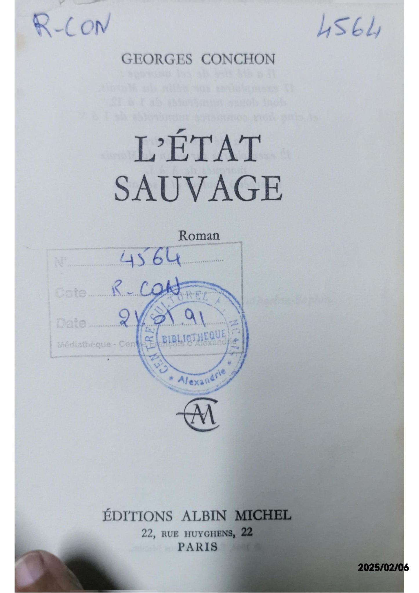 Georges Conchon. L'Etat sauvage Paperback by Georges Conchon (Author)