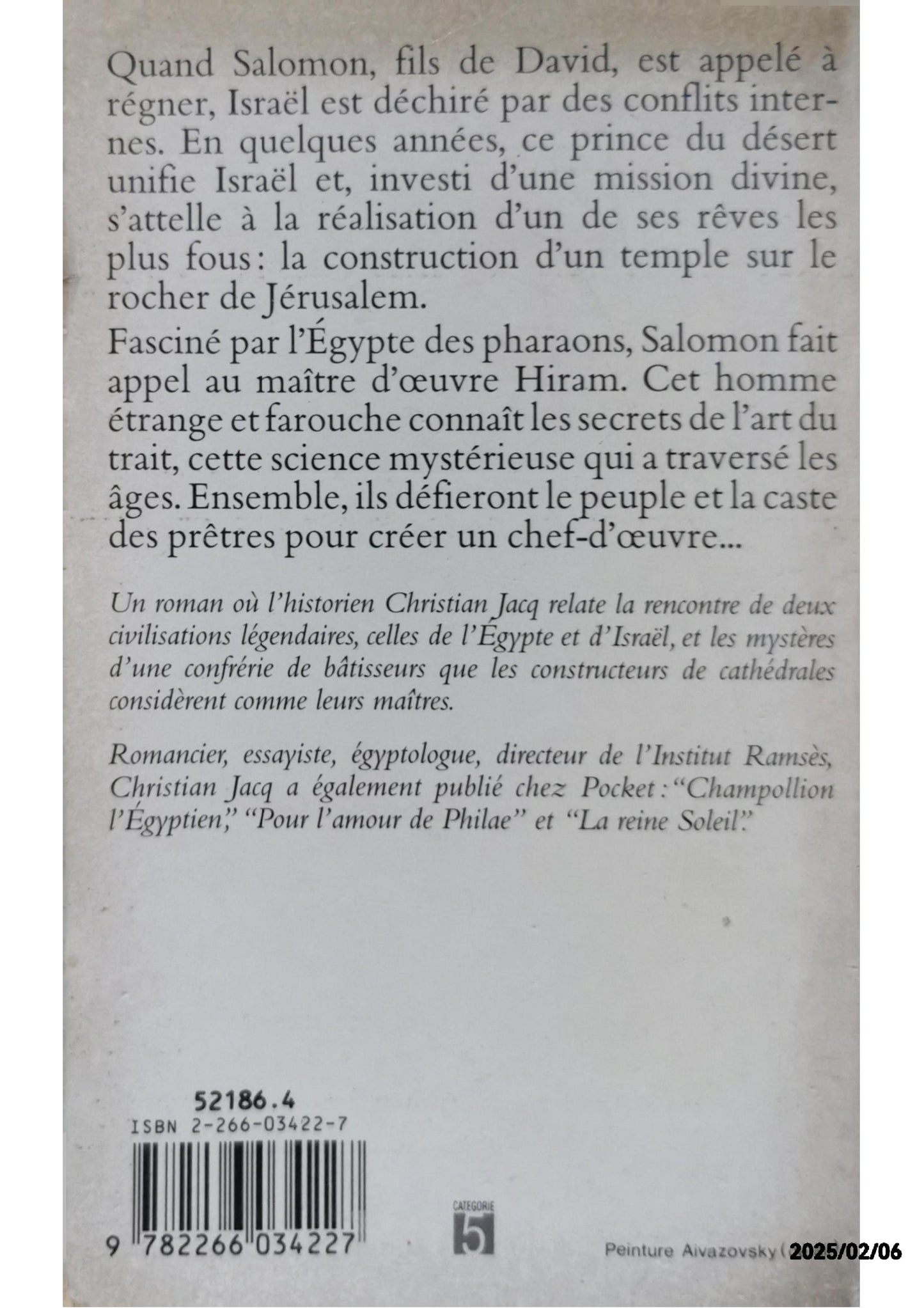 Maître Hiram et le roi Salomon Broché – 1 janvier 1991 de Christian Jacq (Auteur)