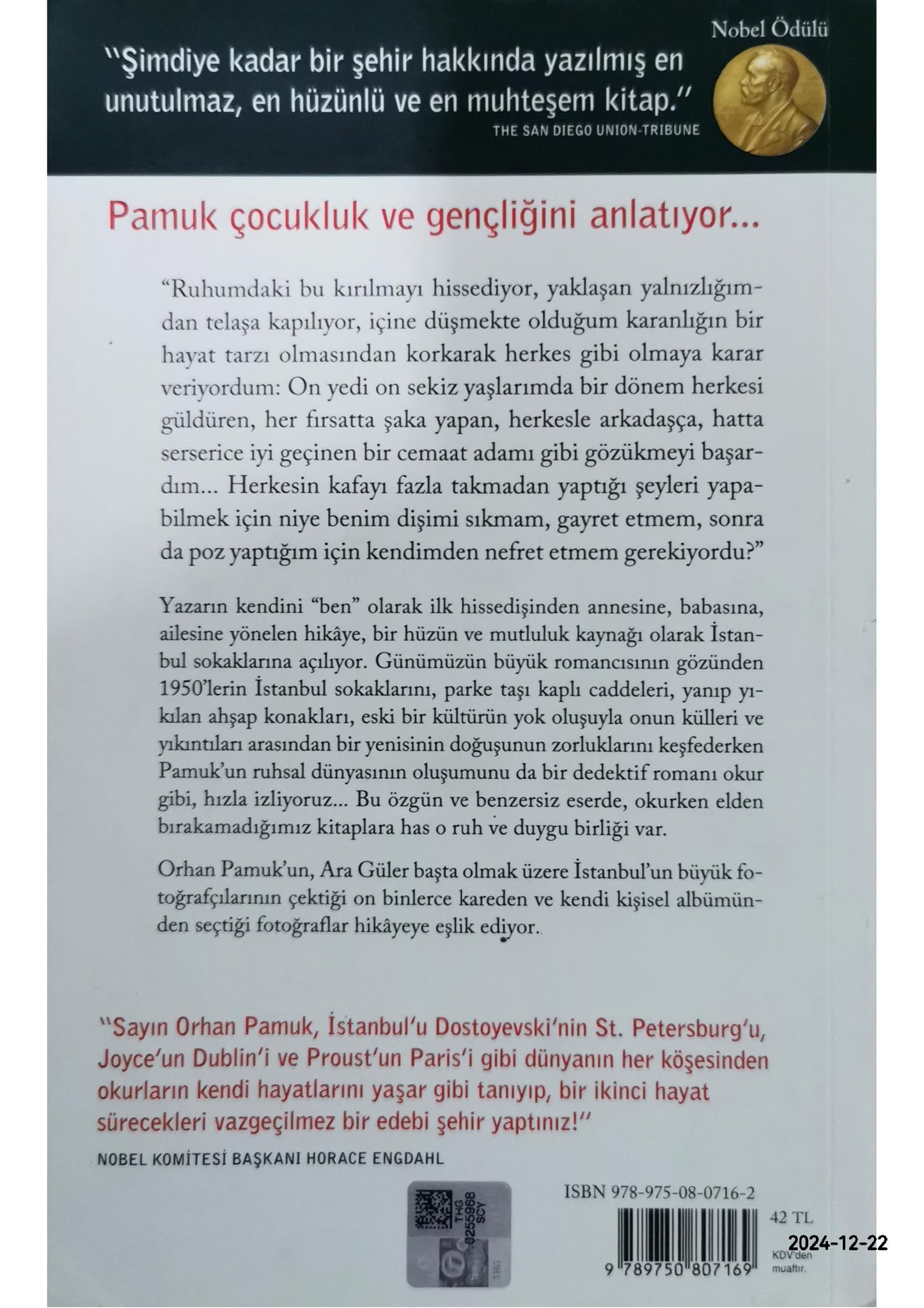 İSTANBUL HATIRALAR VE ŞEHİR (Kapak değişebilir) Kağıt Kapak – 1 Nisan 2012 Orhan Pamuk (Eser Sahibi)