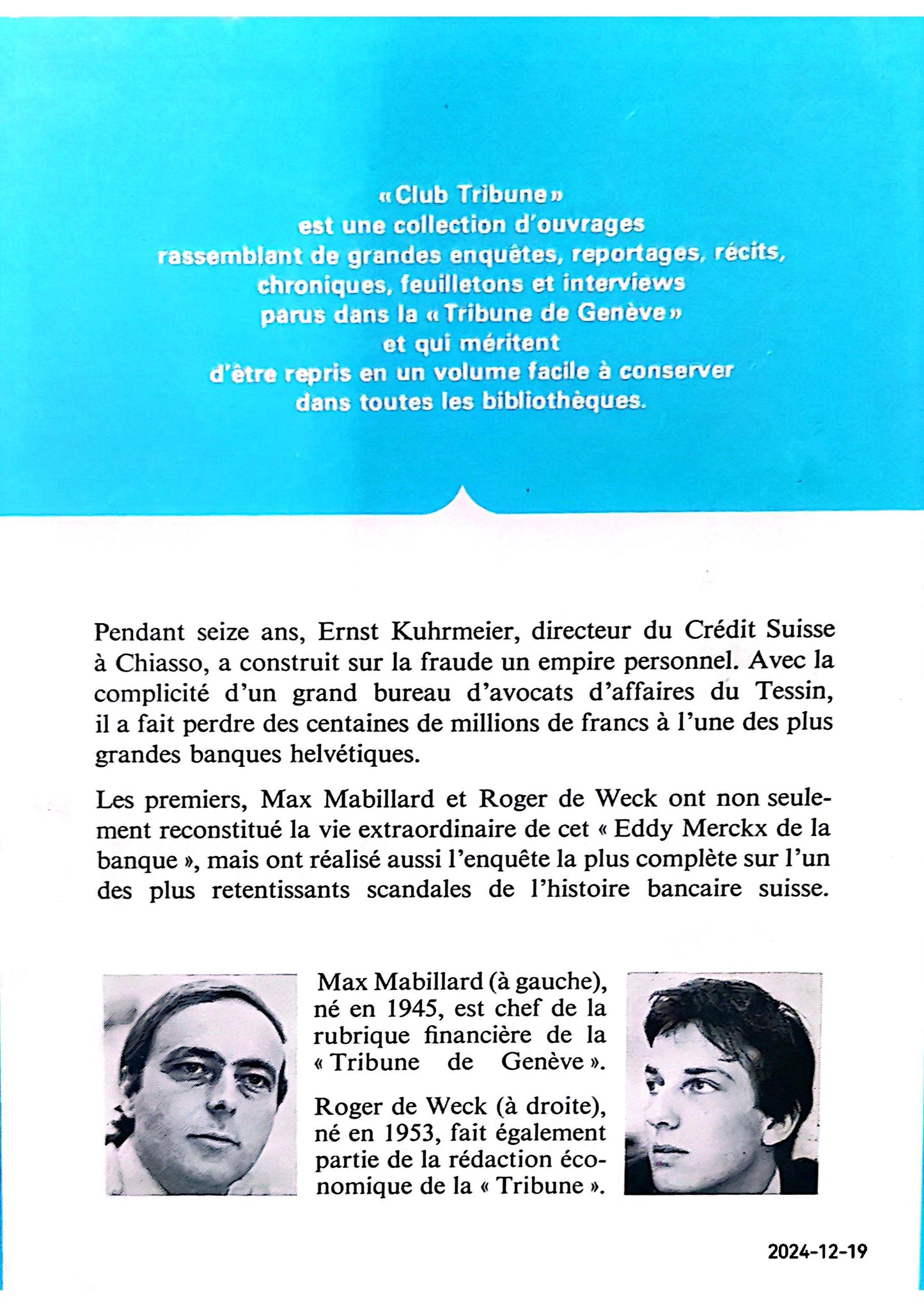 Scandale au credit suisse Broché – 1 janvier 1977 de Mabillard Max/De Weck Roger (Auteur)