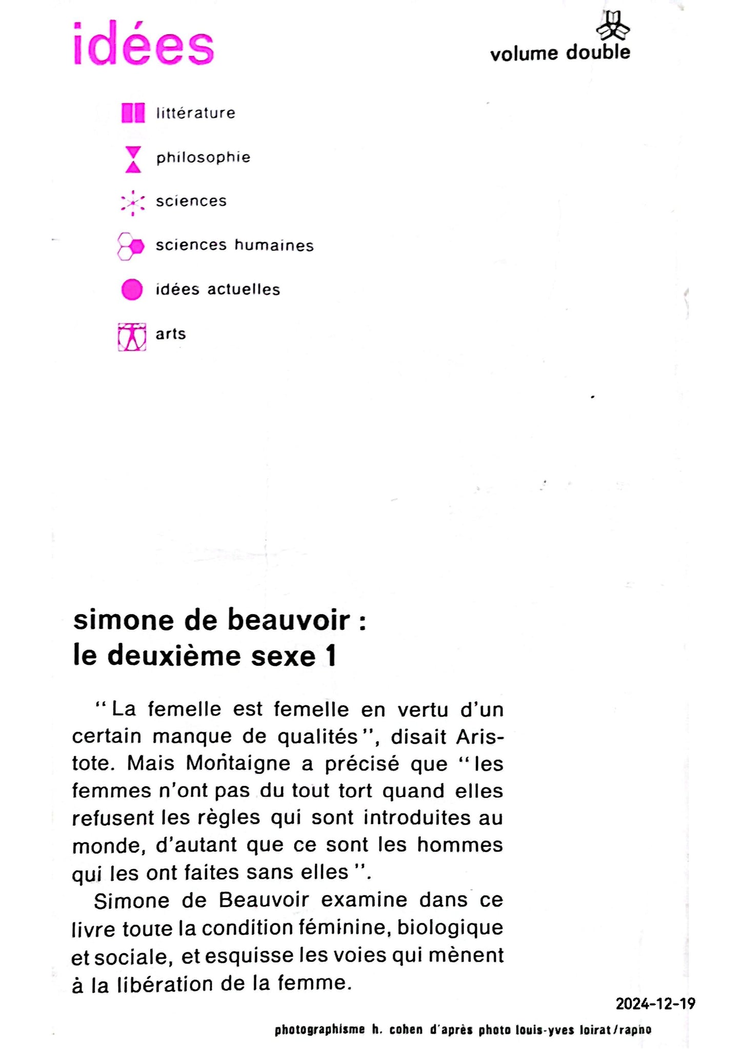 Le Deuxième Sexe, tome 1 : Les Faits et les Mythes by Simone de Beauvoir (1949-05-24) Paperback French Edition  by Simone de Beauvoir (Author)