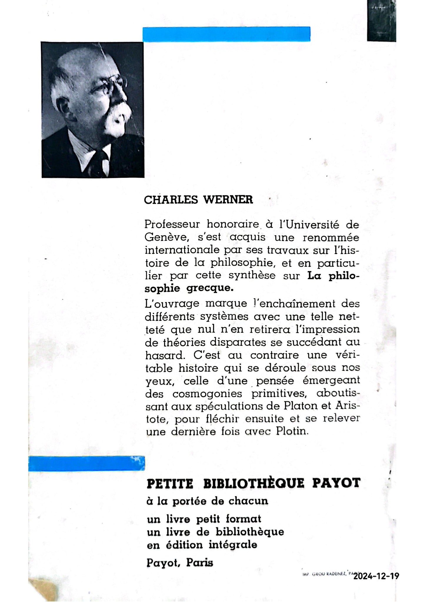 La philosophie grecque. Broché –  de Charles Werner (Auteur)