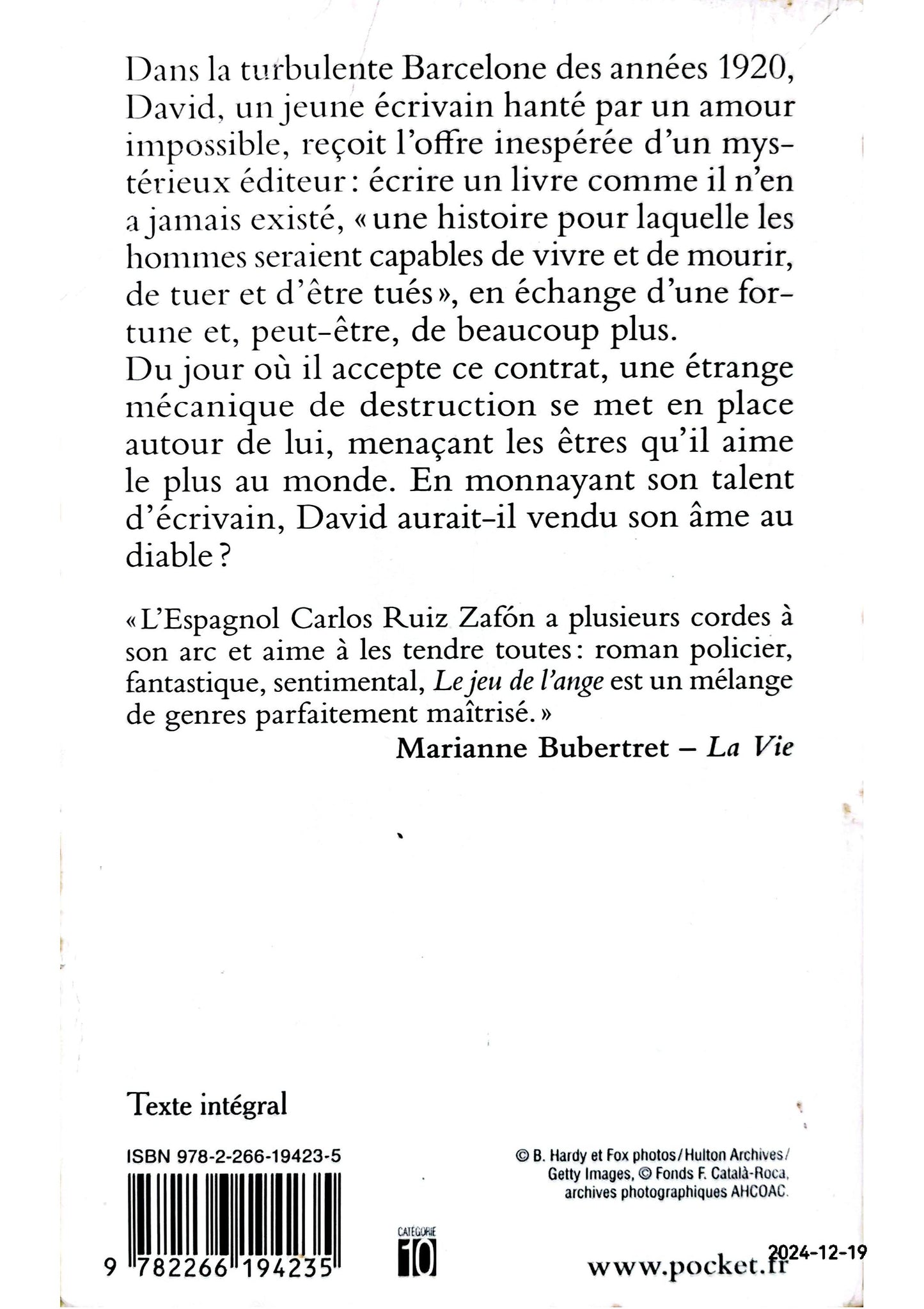 Le Jeu de l'ange: Le Cimetière des Livres oubliés 2 Poche – 17 juillet 2020 de Carlos Ruiz Zafón (Auteur), François Maspero (Traduction)