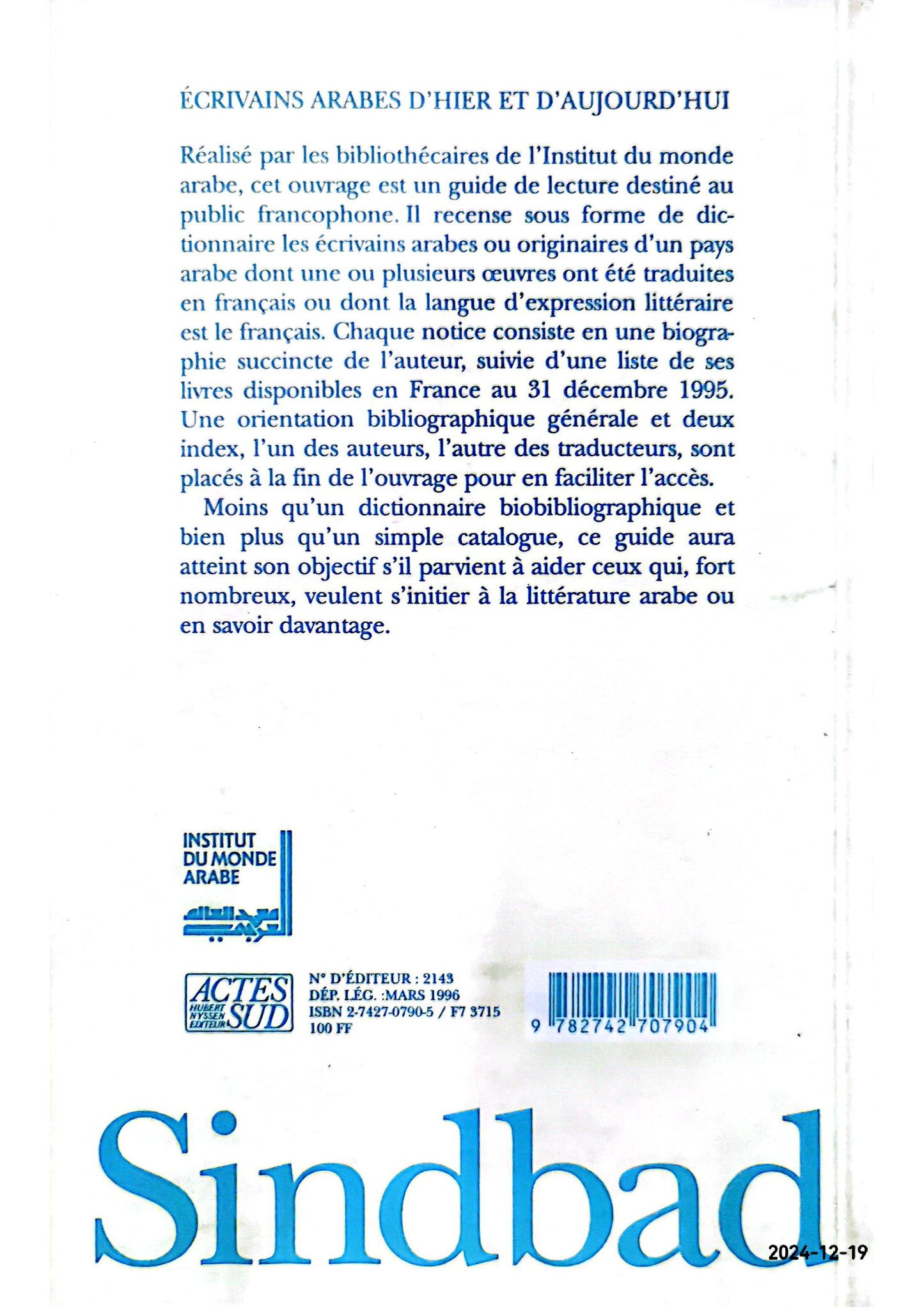 Ecrivains arabes d'hier et d'aujourd'hui Hardcover – March 25, 1999 French Edition  by Faruq Collectif (Author)