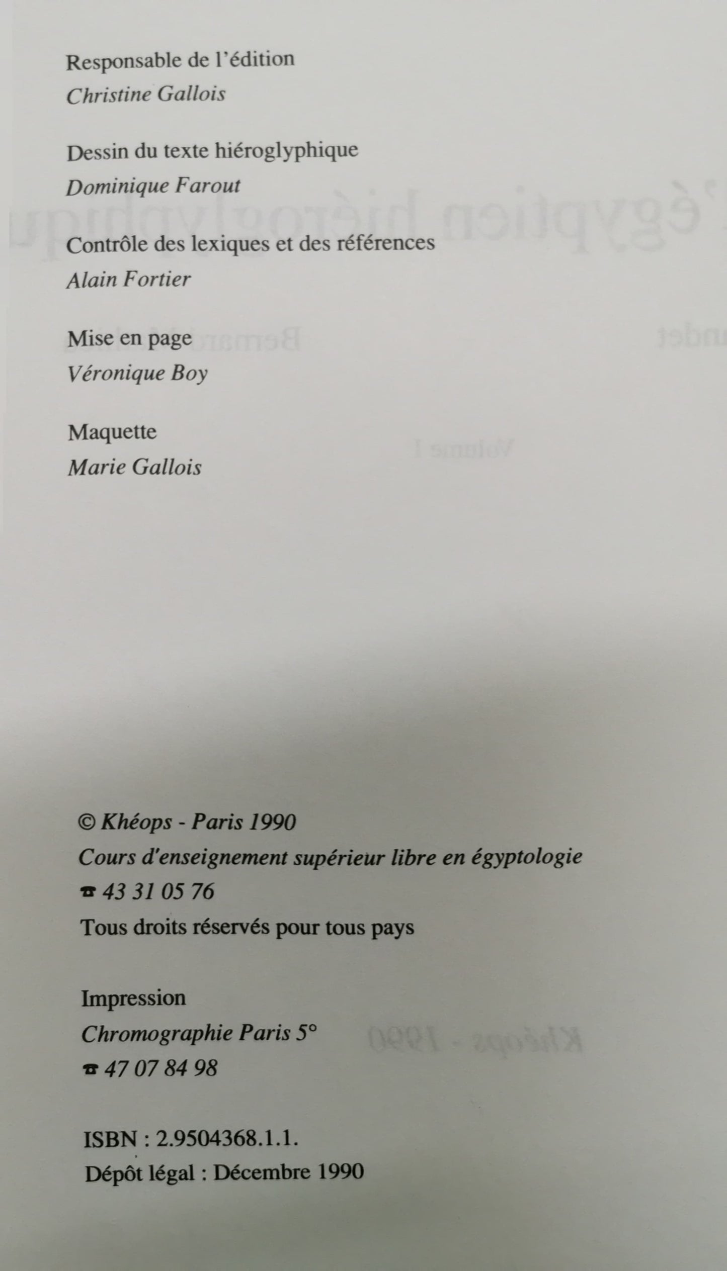 Cours d'égyptien hiéroglyphique Broché –  de Pierre Grandet