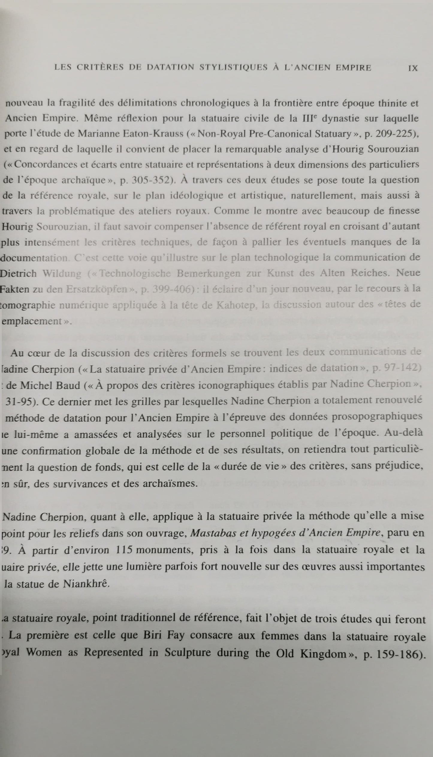 Les critères de datation stylistiques à l'ancien empire