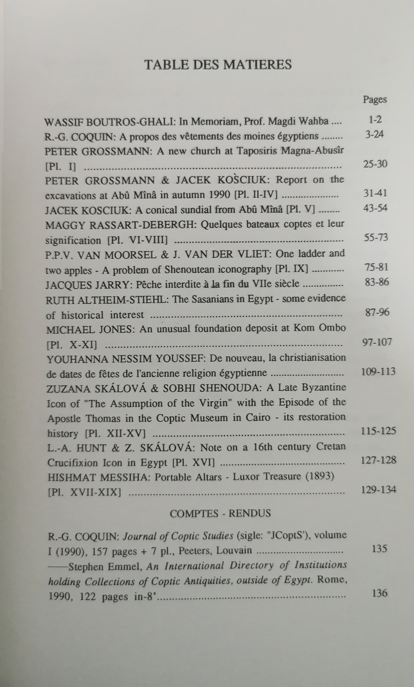 Bulletin de la Société d'Archéologie copte, Tome XXXI (31), (1992).