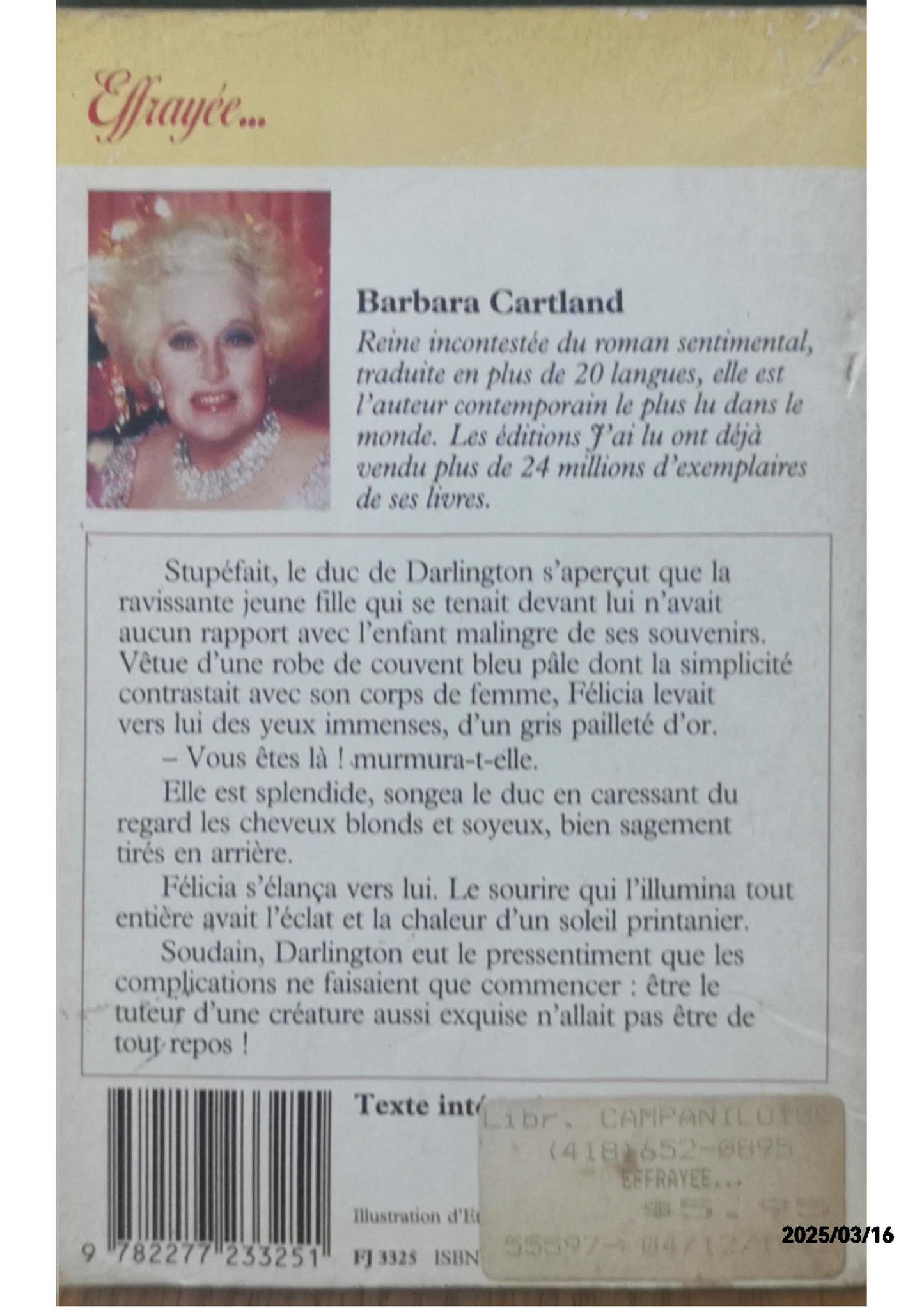 Effrayée... - Barbara Cartland