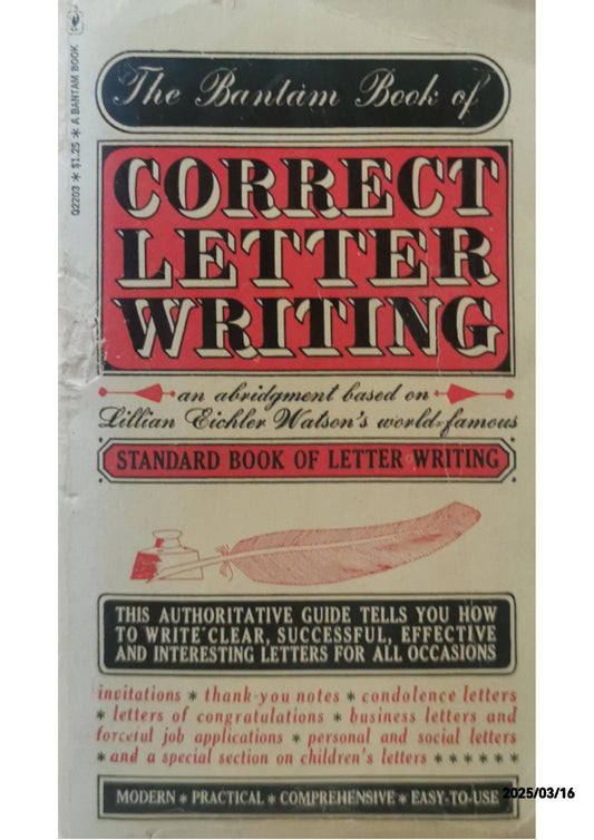 The Bantam Book of Correct Letter Writing - Lillian Eichler Watson