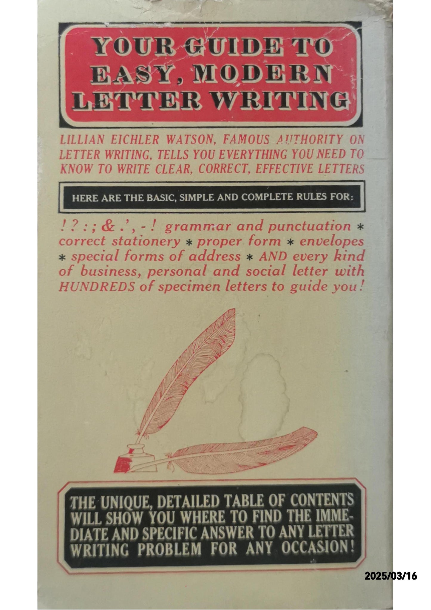 The Bantam Book of Correct Letter Writing - Lillian Eichler Watson