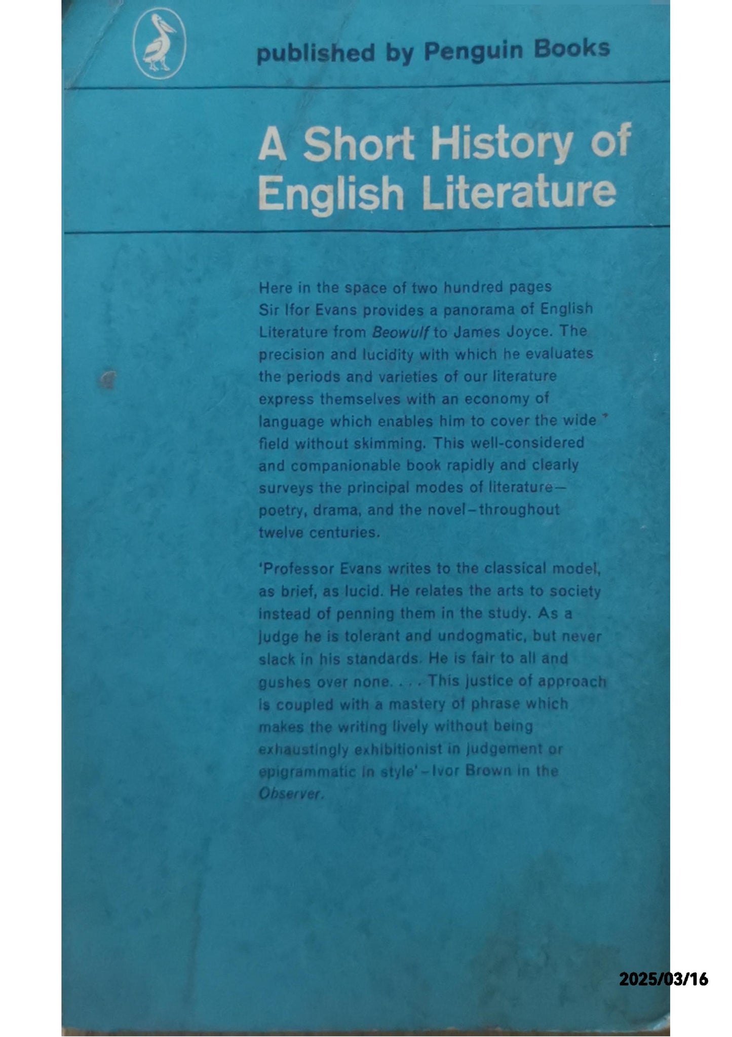 A Short History of English Literature - Sir Ifor Evans