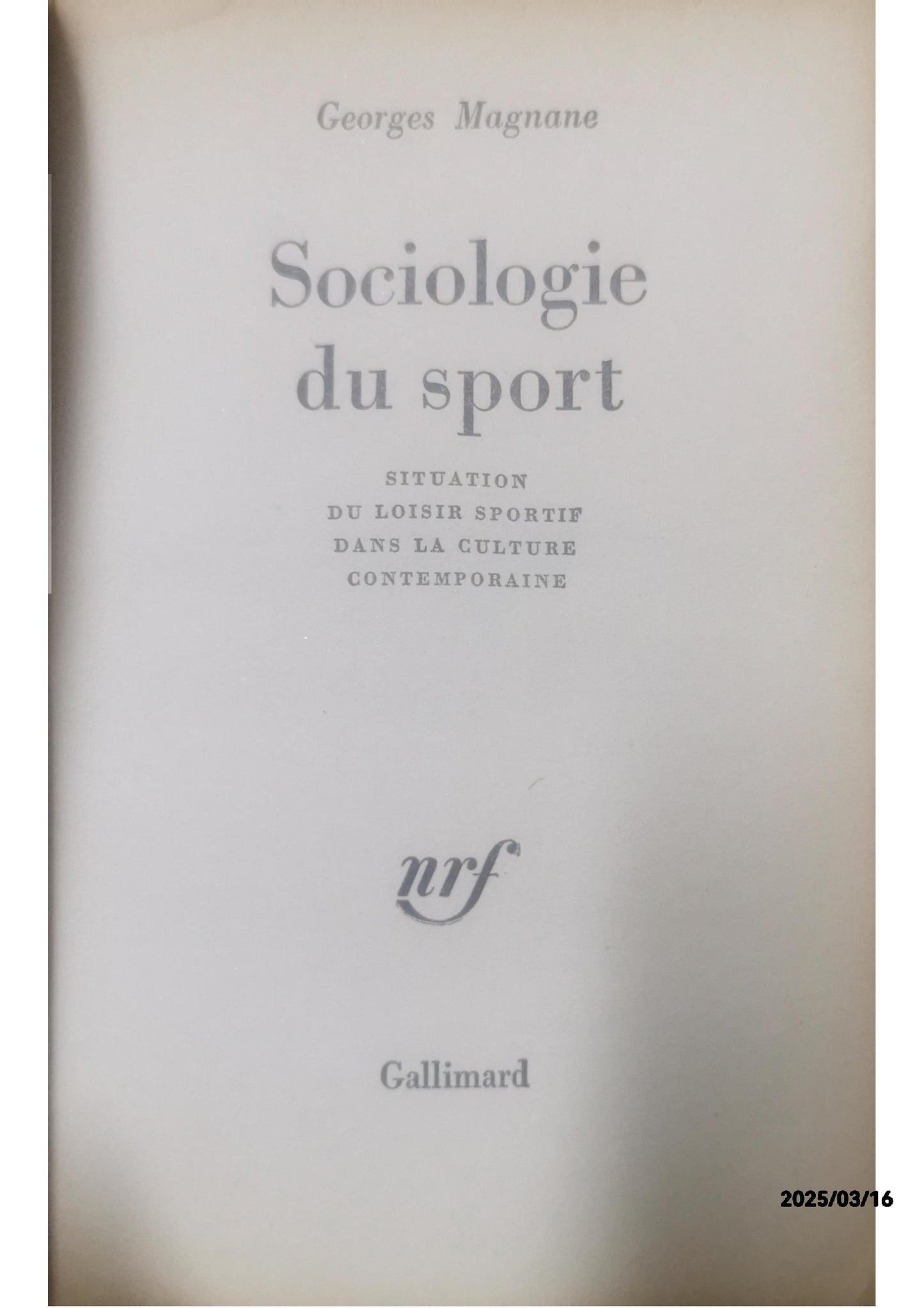 Sociologie du sport - Georges Magnane