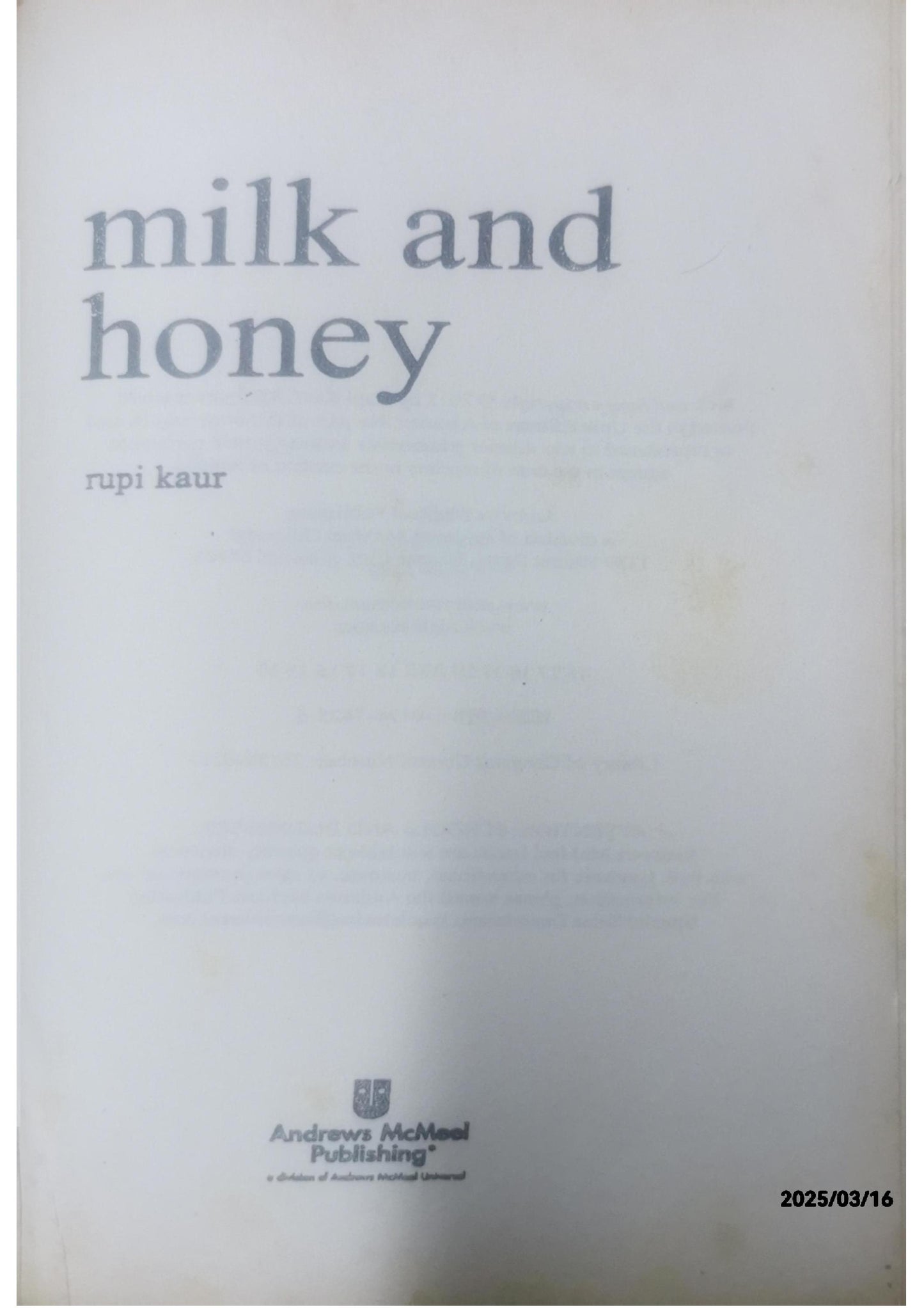 milk and honey - rupi kaur