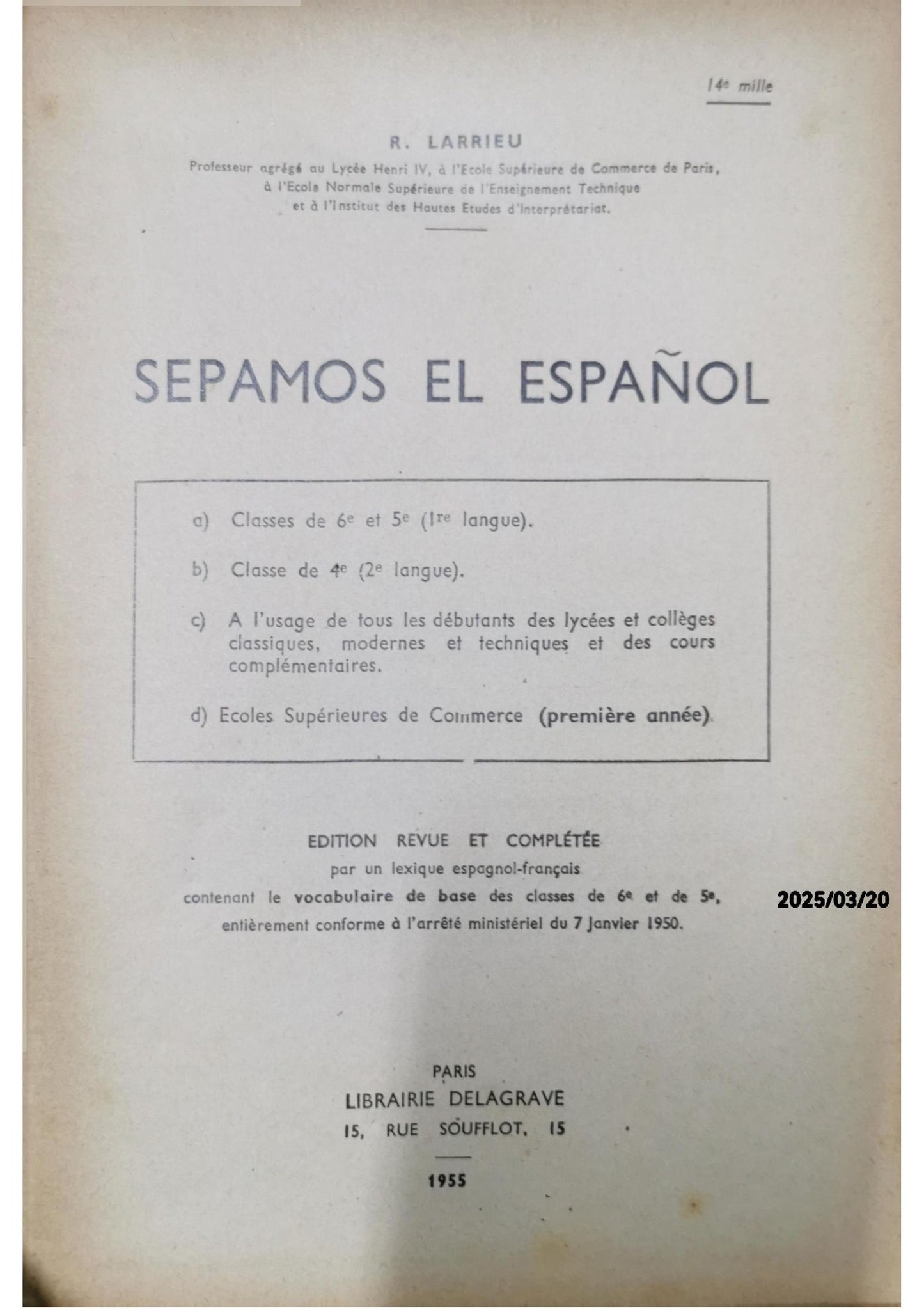 SEPAMOS EL ESPAÑOL - R. Larrieu