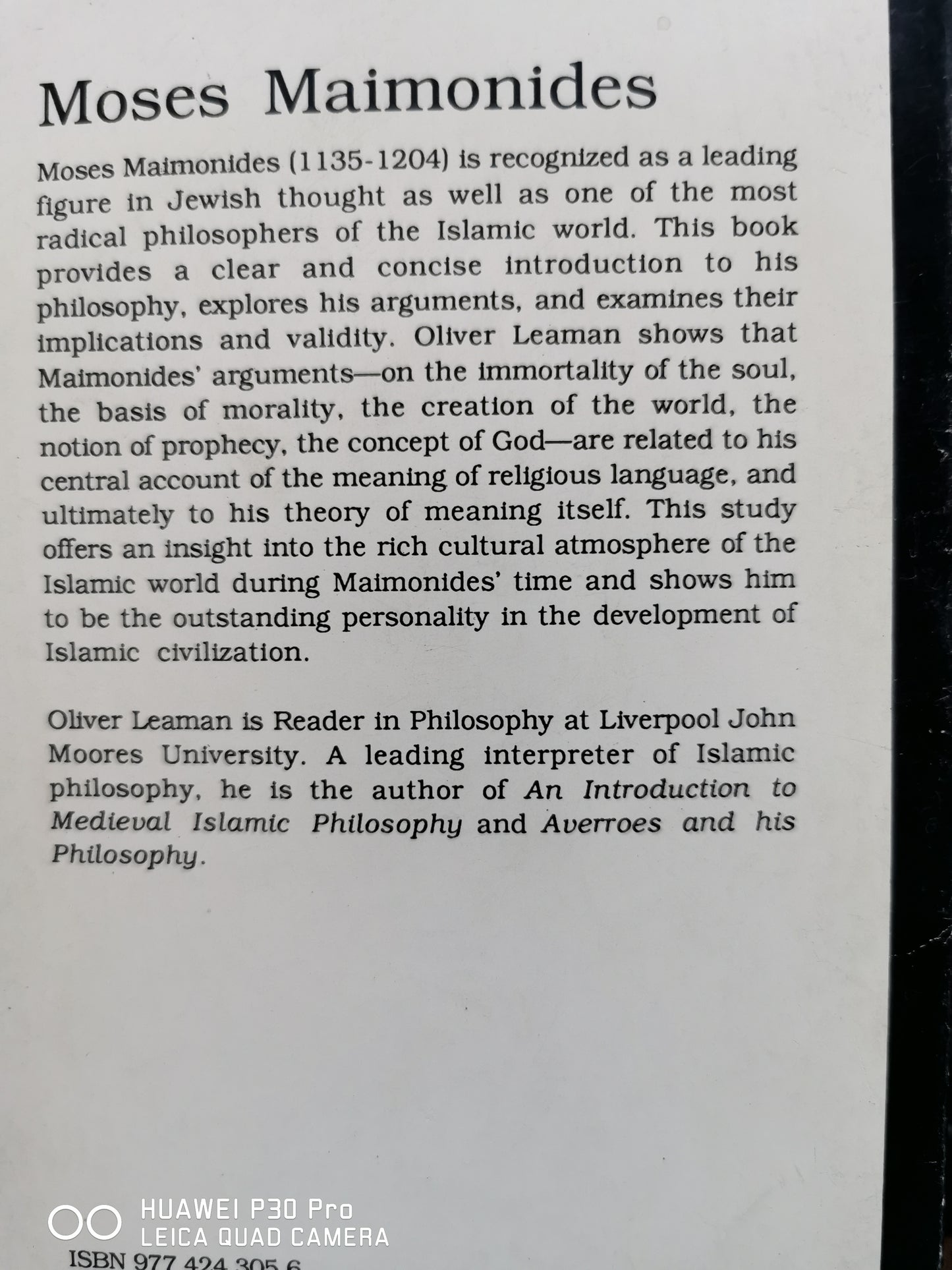 Moses Maimonides
Book by Oliver Leaman